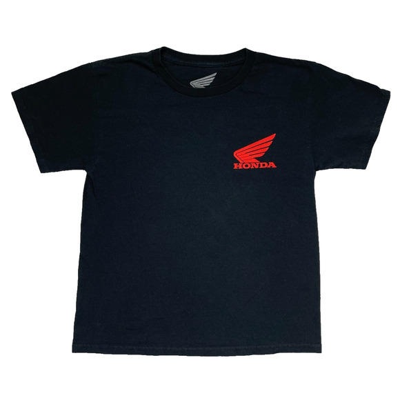 Vintage Honda Racing YOUTH XL Tee Black Red Wing Logo Motorcycle Graphic Shirt - Picture 1 of 6